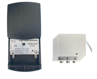 APS 128 D2 K, προενισχυτής ιστού ,1xUHF, 28dB 110dBμV, LTE 700, 12-24V DC, με τροφοδοτικό 24V DC